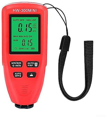 Paint Thick-ness Gauge, Car Coating Thick-ness Gauge Meter Digital Painting Tester Measure Meters, Measuring Range 0-2000um(Red)
