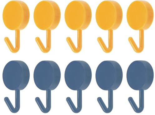 QUARKZMAN Toallas Ganchos 10uds Inoxidable Acero Pared Ganchos/Adhesivos Ganchos Batas Ganchos Decorativos para Cocina Puerta Gabinete Baño Pasillos y Dormitorios (Azul Amarillo)
