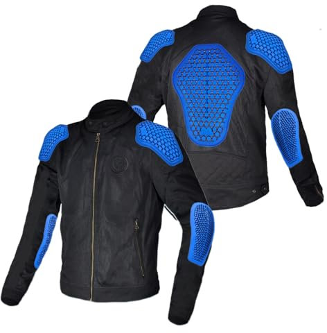 YuanDiann Herr sommar motorcykeljacka med skydd textil mesh andas motorcykel kostym cross biker moto ridjacka motorcykelkläder, svart, XXL