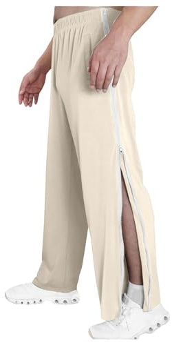 KBOPLEMQ Pantalon de Rééducation pour Homme et Femme - Ouverture Latérale - Baggy - Sport - Fermeture Éclair sur le Côté et Jambe Large