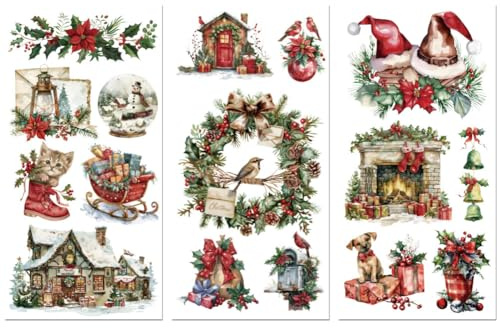 Peacoblue Christmas Decor Rub On Transfers for Furniture Craft 6x12