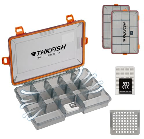 THKFISH Wasserdichte Angelkoffer, 2PCS 3600 Angelbox, Transparente Tackle Box, Angelboxen mit Herausnehmbaren Trennwänden, Angelköder Box, Angelkiste, Wobbler Box