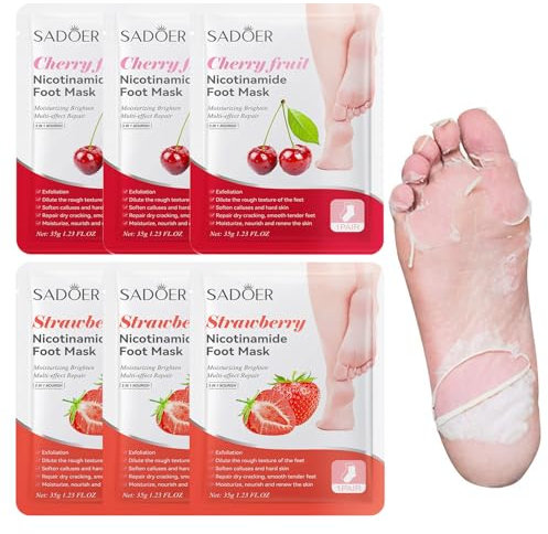 6 Paar Fußmaske,Hornhaut Socken,Peeling-Fussmaske,Feuchtigkeitsspendendes Fussmaske Socken,Geeignet für Trockene und Rissige Füße,Kann Von Jungen und Mädchen Verwendet Werden