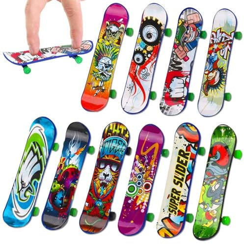 12 Stück Finger Skateboard,Professionelles Finger Spielzeug,Mini Fingerskateboards Set,Fingerboard,für Kinder Partytütenfüller, Kindergeburtstag Geschenke (Zufällige Muster)