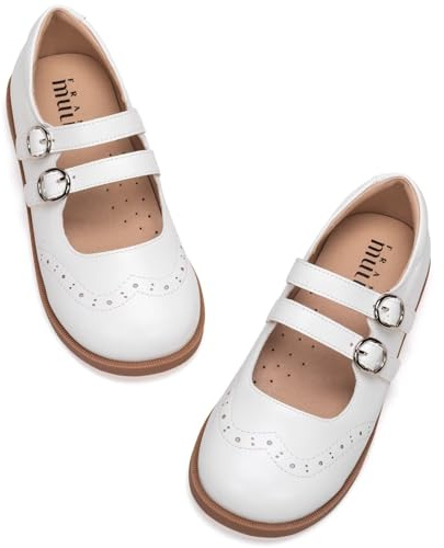 Ballerines Frank Mully pour enfants pour filles, chaussures plates confortables pour filles, chaussures pour fêtes et anniversaires, Blanc., 25 EU
