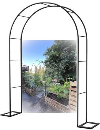 Arco da Giardino per Rampicanti Sostegno Pergolato in Metallo per Rose Fiori Piante Vite Decorazione Viali Ideale per Matrimoni Arco per Rosa Decorationi 200/220/230cm(Black,80W x 200H cm)