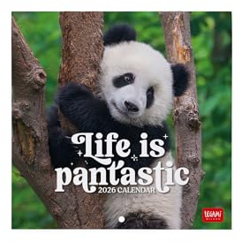 Legami - Wandkalender 2026, Life Is Pantastic, kleiner Wandkalender, 12 Monate und Jahresplaner, in 6 Sprachen, Platz für Notizen, Sternzeichen, internationale Feiertage, 18 x 18 cm