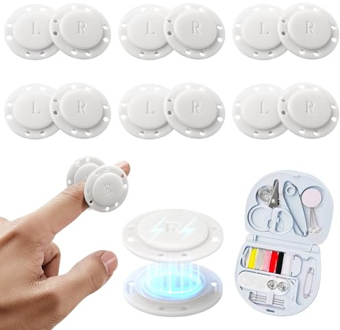 6Paar Magnetische Knopf,Druckknöpfe Magnetknöpfe Zum Annähen,26mm Magnetverschluss Mit Mini Nähset,Taschemagnet-Verschlüsse,Druckknopf Groß Für Kleidung Windjacke Tasche Handarbeiten (Weiß)