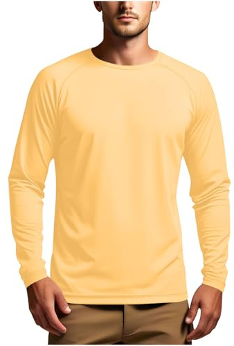 Tee Shirt Manche Longue Homme Anti UV Habit Randonnée Vetement Anti Transpirant T-Shirts Running Tshirt Respirant Teeshirt Basique Tshirts Décontracté Teeshirts