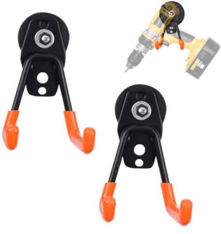 Wapasezyar 2 stycken magnetkrokar extra starka magnetkrokar, garage med dubbla krokar, väggkrokar, garage, starka magneter, väggkrokar, tung för trädgård, skjul, verktygsrum (orange, 4,3 mm)