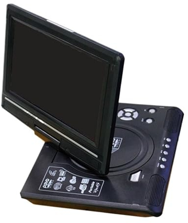 DVD-spelare 9,8 Tums Bärbar Hem-bil VCD CD-spel-TV-spelare USB 270° Roterbar Skärm Fjärrkontroll Mediaspelare FM-funktion Klar Bildkvalitet Stabilt Ljud