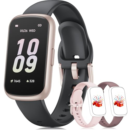 Smartwatch Donna Uomo, 1,47'' Orologio Smartwatch Piccolo con 24/7 Cardiofrequenzimetro, Sonno, Contapassi, Orologio Fitness Resistente 3 ATM Include 3 Cinturini per Android iOS, Oro rosa/Nero