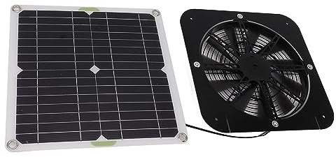 Haofy Soldriven Fläkt 13,5 Tum 100 W Rund med 3000 Rpm Hög Hastighet för Växthus, Hönshus, Hundkoja, Automatisk Solljusjustering, Vattentät Design