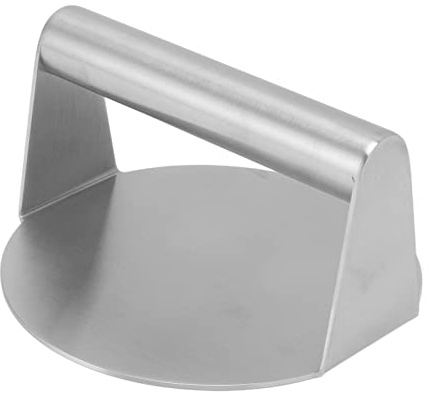 Keenso Presse à hamburger ronde en acier inoxydable, durable, sûre, pour steak, 14 cm, presse à hamburger manuelle pour barbecue en plein air
