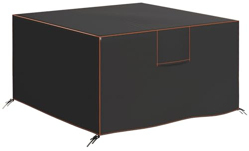 Outsunny Garden Furniture Cover, Waterproof Outdoor Patio Furniture Cover with Air Vent, Bag, Heavy Duty 420D Oxford Fabric for Patio, 125 x 125 x 74 cm, Black