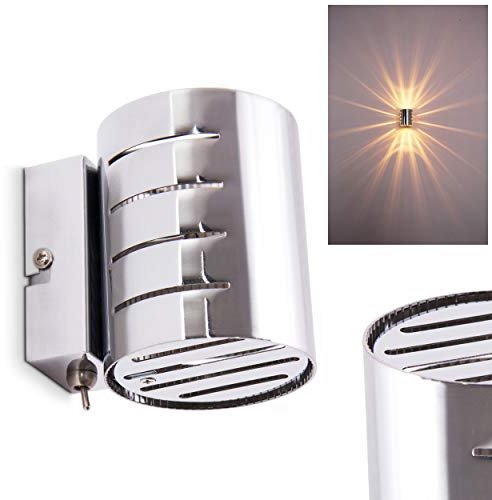 Vägglampa Ponte, vägglampa av metall i krom, 1-lampa, 1xG9, väggspot med ljuseffekt och av/på-knapp på höljet, utan glödlampor