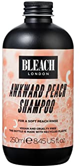 Bleach London Awkward Peach Shampoo - Vegan & PETA-Approved Peachy Toning Formula, for Bleached Hair, Colour Depositing, Achieves Dreamy Peachy Look, Enhances Warm Blonde - Paraben Free - (250 ml)