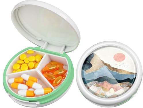 Portapillole Carino e Impermeabile con 3 Scomparti per Borse e Tasche, Portapillole Giornaliero da Viaggio per Vitamine, Olio di Pesce, Integratori, Perle