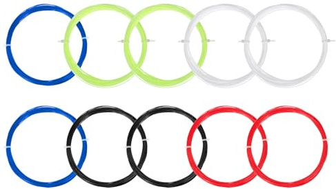 PATIKIL 10M Badminton Racket String, 10 Pack Durable Nylon Racquet Replacement Lines Thread Wire High Elastic for Badminton Training, 5 Colors
