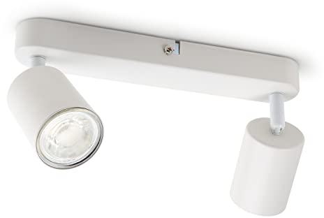 da LIGHT LED Deckenlampe 2-flammig, Dreh und Schwenkbar Deckenstrahler Spotleuchte Wandspot GU10 (ohne Leuchenmittel) Retro/Vintage Deckenleuchte 230V Weiß für Wohnzimmer Schlafzimmer Küchen