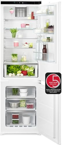 AEG 7000 Series Integrated Fridge Freezer, Model NSC7G181DS, TwinTech Technology, Keeps Food Juicier For Longer, No Frost,194/62 Litres Cooling & Freezer Capacity, 177.2cm, White, [Energy Class D]