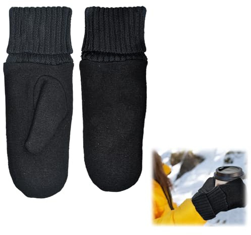 CAREDGO Gants d'Hiver Chauds Homme Femme Gants Tricotés d'Hiver Epais Chaud Mitaines Plein-Doigts Tricotés Doux Gloves Extérieur Sport Thermique Anti-Vent Gants d'Hiver pour Ski Randonnée Escalade