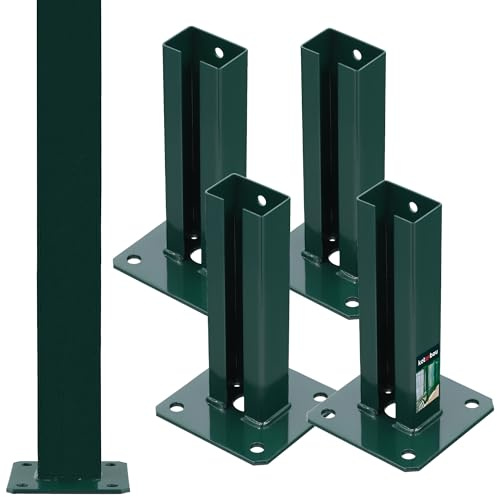 KOTARBAU® Set de 4 Unidades Soporte para Poste - Pie de Pilar - Atornillable - Acero Revestido - 60x40 mm - Verde - Anclaje para Poste - Resistente a la Intemperie