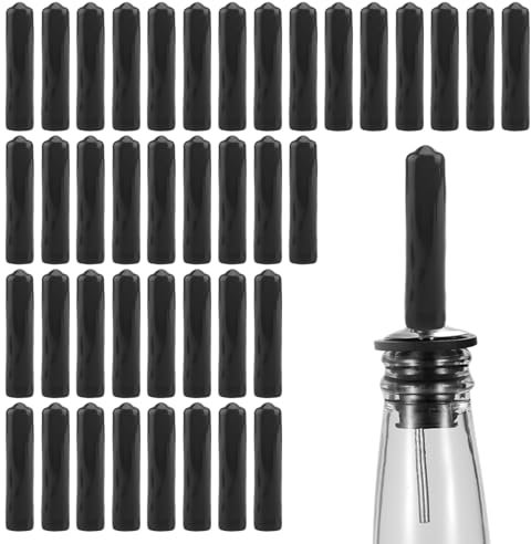 40 Pcs Liquor Pour Spouts Covers Black Rubber Bottle Cap Pourer Cap Rubber Bottle Pourer Cover Bottle Pour Dispenser Spout Dust Covers for Olive Oil Vinegar Jar Bottles Sauce Cocktail