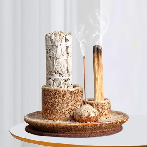 Porta incenso 4 in 1, supporto per bastoncini di incenso, Incense Holder, porta coni di incenso, per ogni incenso, Palo Santo, incenso, bastoncini di incenso, candele