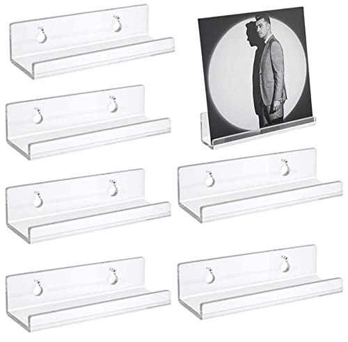 KHLMSRXJ Aufbewahrung von Schallplatten, 6-teiliges Wandregal für Schallplatten, transparenter Schallplattenhalter aus Acryl, unsichtbare schwebende Regale zur Schallplattenaufbewahrung, 2