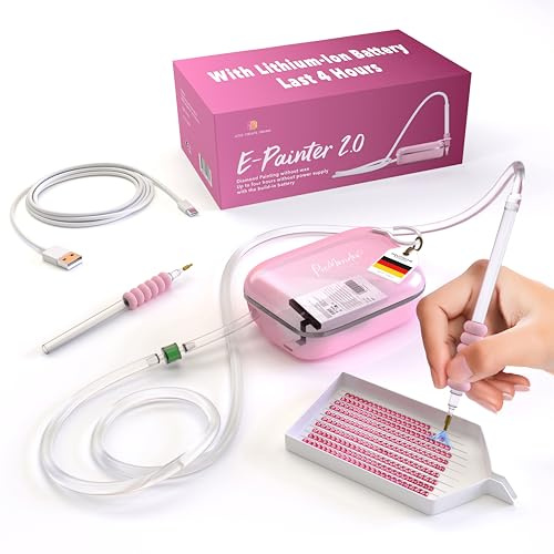 Picmondoo - E-Painter per pittura con diamanti - Rosa - Penna per pittura a diamante senza fili con pompa a vuoto - Accessori per pittura con diamanti per l'impostazione di pietre AB senza cera