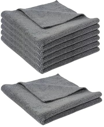 Tek Automotive Panni in microfibra senza bordi grigi 40 x 40 cm, confezione da 6 – senza lanugine, 350 g/m², panni in microfibra multiuso per dettagli auto, prodotti per la pulizia, lucidatura e