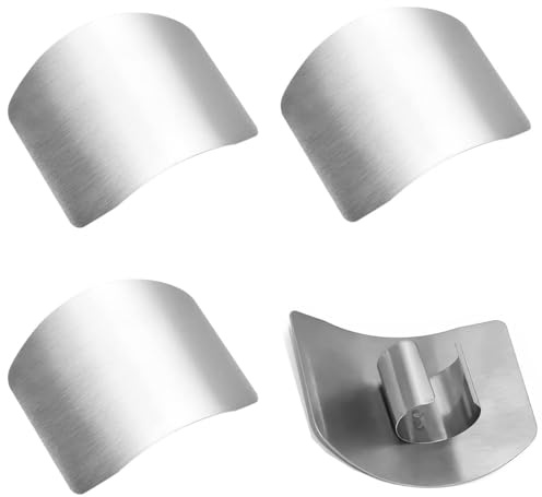 Zwenjuan Protectores de Dedos de Acero Inoxidable,4 Piezas Protector de Dedos para Evitar Dolor,para Cocina,Protector de Dedos,Protector de Manos,Utensilios de Cocina para Chef