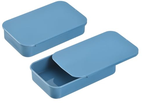 QUARKZMAN metallburkar med lock, 2 st. Liten plåtburk 80 x 50 x 15 mm metallburk för godis och små föremål – ljusblå