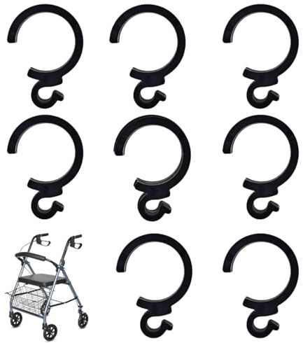 Brake Clip for Walker, Brake Grip Holder, Rollator Replacement Parts Accessories for Rollator Wheelchair Transport Chair (Black, 8 Pcs)