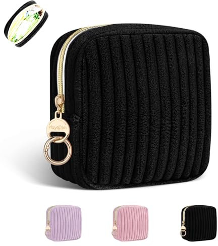 Tampon Tasche Binden Aufbewahrung Hygienebeutel für Damenbinden Damen Tampons Perioden Tasche Vliesstoff Organizer Unterwegs Notfalltasche Schule Mädchen Erste Periode Set Braut Geschenke(Schwarz)