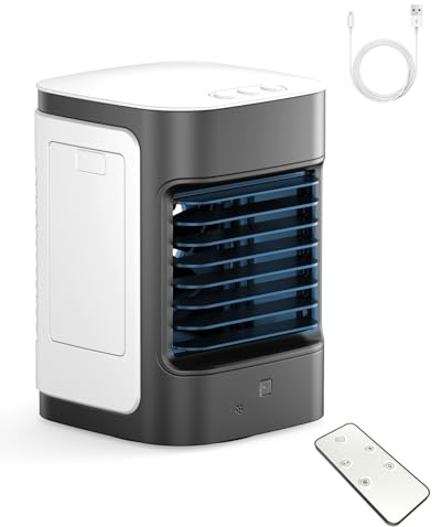 Mini Portable Air Conditioners, Personal Air Conditioner for room, Portable AC Unit Swamp Cooler with 100° Oscillation, USB Powered, for Tent Camping Bedroom,Black-3