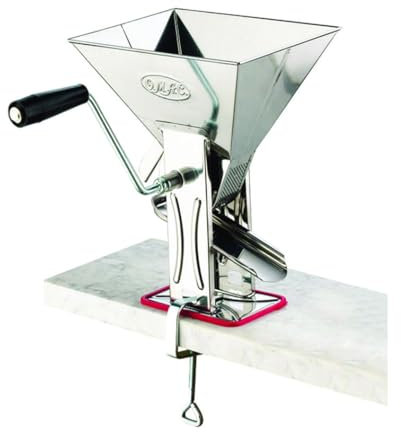 Crisalide® - Passapomodoro Manuale in Acciaio Inox con Guarnizione Salvatavolo in Plastica e Morsetto di Fissaggio, Dimensioni 17 x 22,5 x 30 cm