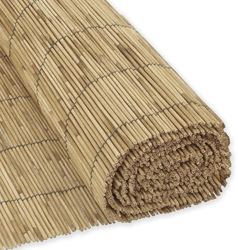 ESTO Arella In Bambù Naturale Per Esterno, Canniccio Frangivista Ombreggiante Da Giardino, Terrazzo, Balcone, Stuoia Recinzione Decorativa In Canna Bambù, Rete Frangisole Privacy (1,5x5 Metri)
