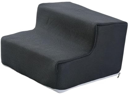 MotiveTech Scale per Cani 2 Gradini, Rampa per Cani Con Rivestimento Rimovibile E Lavabile in Maglia E Spugna per Letti Alti E Divani, Per Animali Anziani O Feriti per Salire Sul Letto, Grigio Scuro