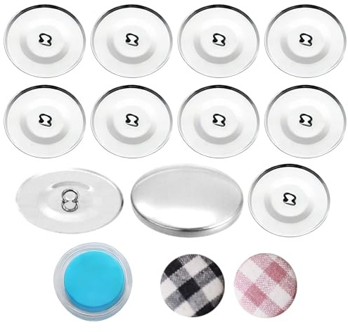 10 Sets Self Cover Buttons Kit 60L 1.5 38mm Round Aluminum Covers Fabric Button Maker Covered Metal Buttons for DIY Sewing Cloth Home Decor