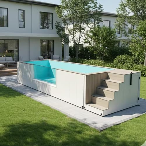 Custom Backyard Container Swimming Pool | Modern Prefabricated Modular Swimming Pool - Quick Setup Outdoor Above Ground Pool with Optional Heating & Filter System for Luxury Vacation Leisure