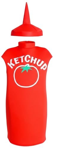 Générique Déguisement Bouteille de Ketchup,Tenue de Fête Cosplay - Déguisement Bouteille Moutarde - Pour Fête à Thème Halloween Spectacle Carnaval Vacances Anniversaire Mascarade Noël Pâques