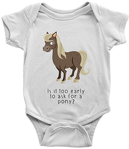 Kickass Tees is It Too Early... Babygrow 3-6m White Pony Horse Rider Funny Joke New Baby Girl Present