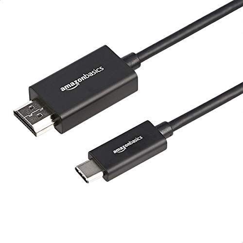 Amazon Basics Hochwertiges Adapterkabel, Aluminium, USB-C (Quelle) auf HDMI (Display), Thunderbolt-3-kompatibel, 4K bei 60 Hz, 1.8 m, schwarz