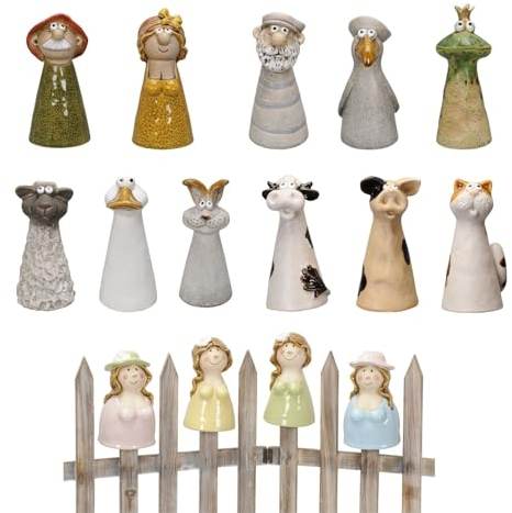 NETPROSHOP Zaunhocker Zaunfigur Viele Tiere und Figuren Steinzeug Höhe ca. 16-18 cm, Auswahl:Schwein