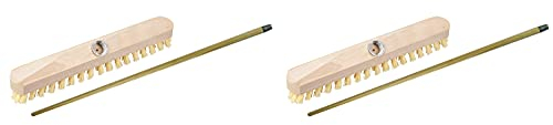 Novaliv 2 limpiaparabrisas y mango de madera con cerdas de plástico con rosca y barra telescópica, cepillo para suelo PPN, limpieza de balcón, terraza, jardín, interior y exterior