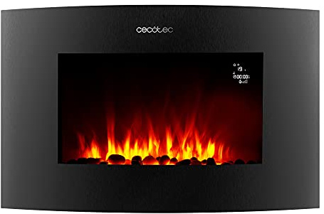 Cecotec Camino elettrico Ready Warm 3550 con fiamme curve. 2000 W, dimensioni 35, WiFi, 2 livelli di potenza, telecomando, pannello curvo, timer, 30 m2, 05815