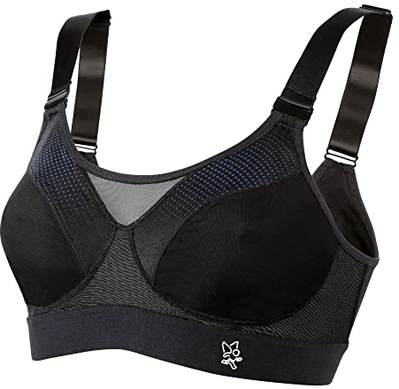 Thuasne - Soutien-Gorge de Sport Polyvalent Power'Up - Maintien Modulable Supérieur ou Extrême - Bretelles Ajustables Selon l'Intensité du Sport - Tissu Aéré, Enfilage Facile - Noir, Taille [105 D]