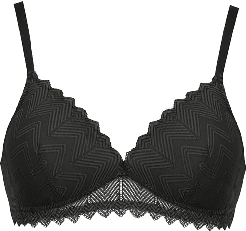 Naturana Damen Padded Soft Cup Bra 5672 Gepolsterter BH, Black, 80B